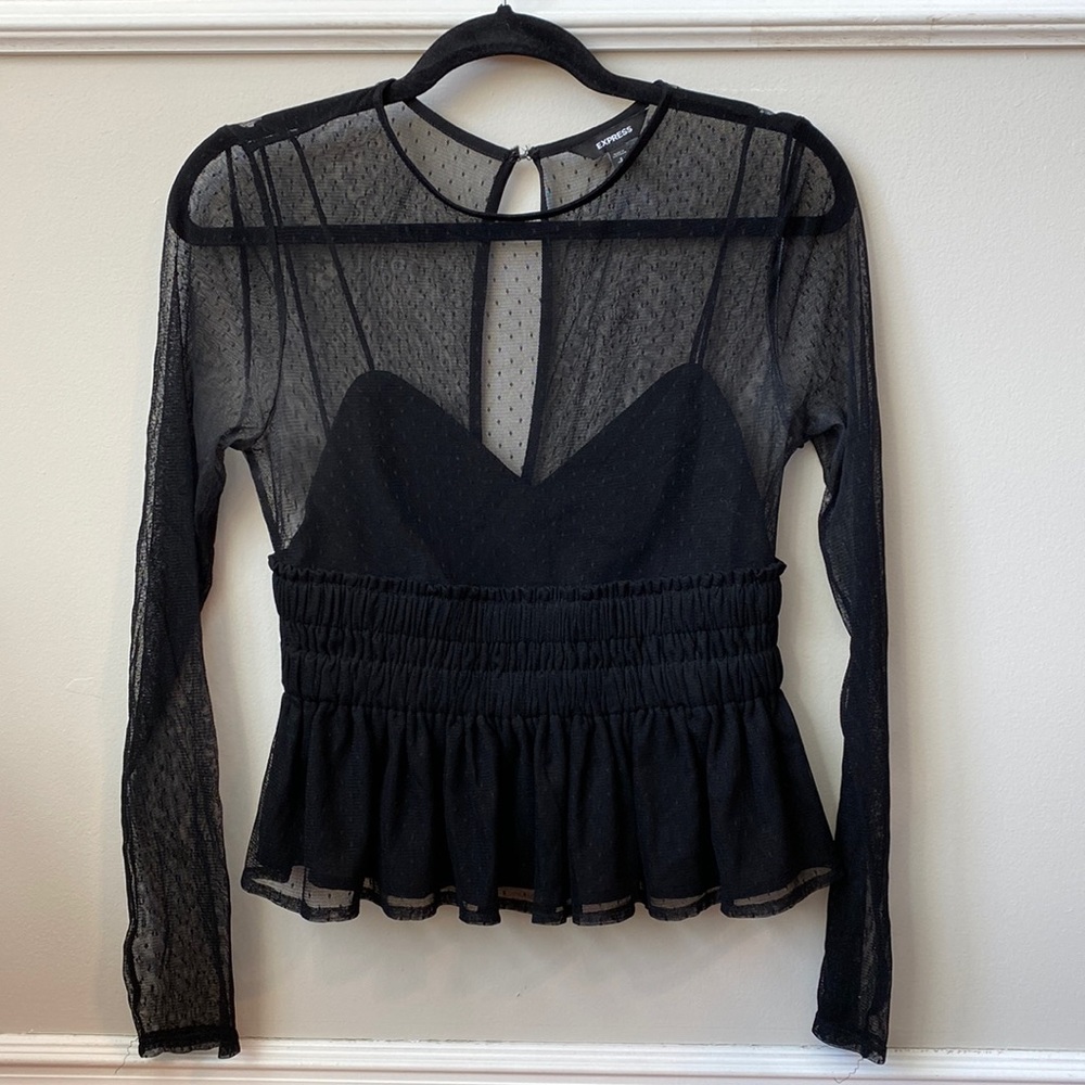 Express Sheer Mesh Ruched Cami - Size S - Picture 5 of 7